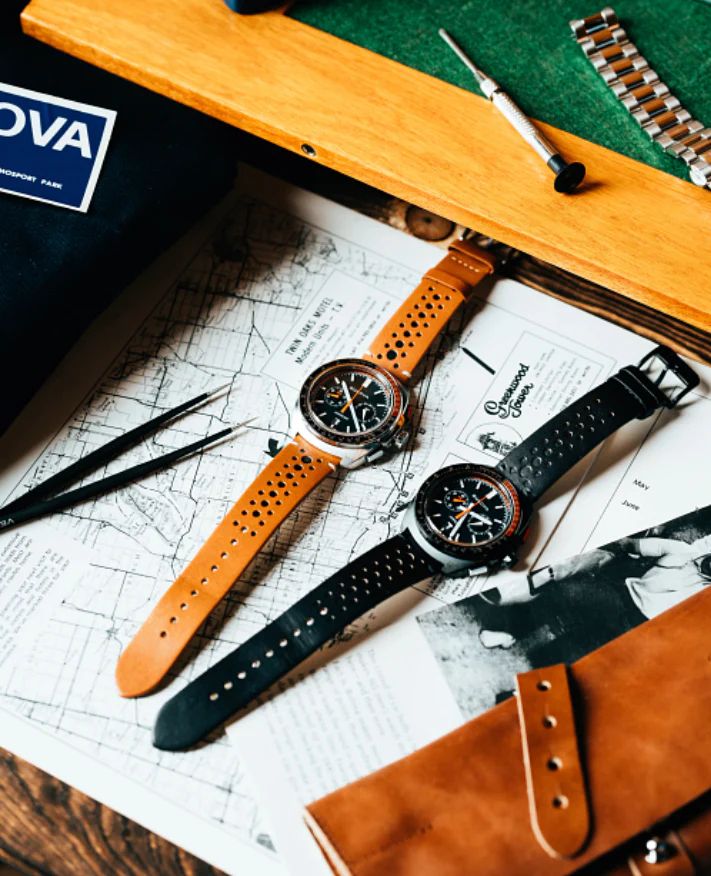 Orologio Uomo Bulova Racer Nero Edizione Speciale Pelle Marrone 98B427