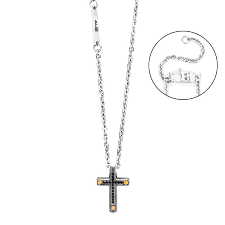 Collana Uomo 4US Cesare Paciotti Acciaio Croce Zirconi Oro 4UCL8297