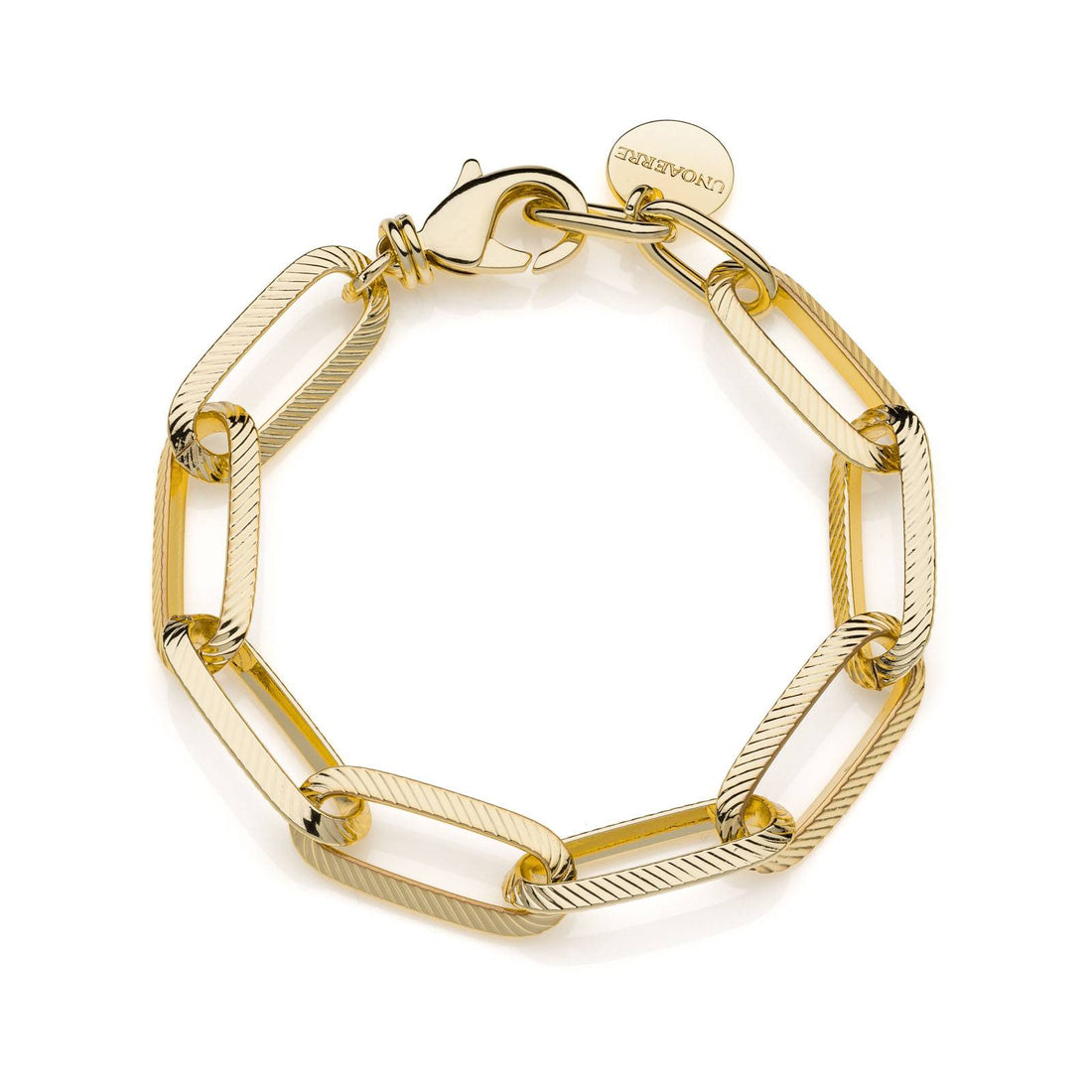 Bracciale Donna Unoaere Bronzo Dorato Catena Ovale Zigrinata 2381