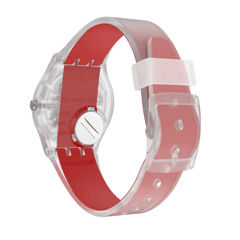 Orologio Uomo Bambino Swatch Quarzoo Monthly Drops Scheletrato Rosso GE292