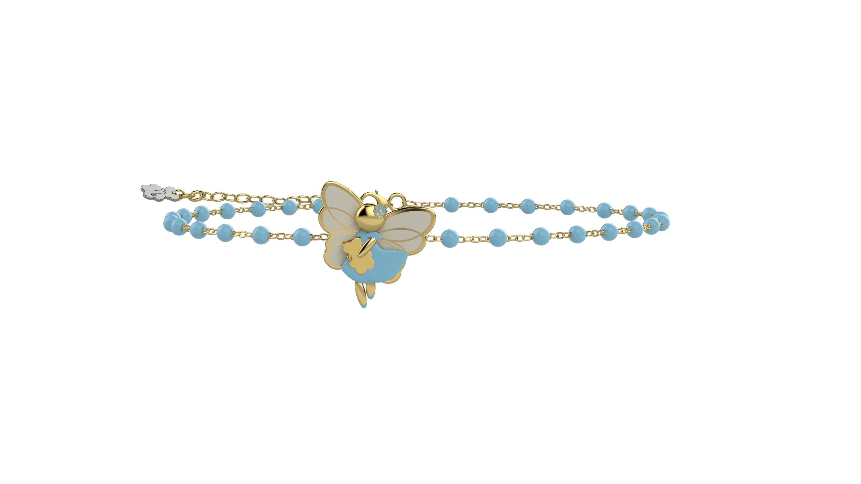 Bracciale Bambino Nanàn Argento Dorato 925 con  farfalla e targhetta NAN0539