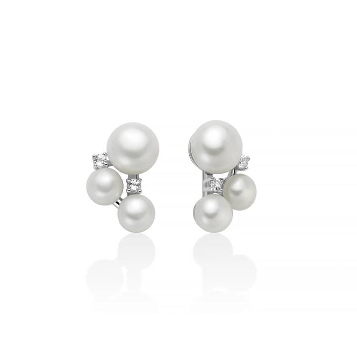 Orecchini Donna Miluna Andromeda Argento 925 Perle Oriente Topazi Bianchi PER2890