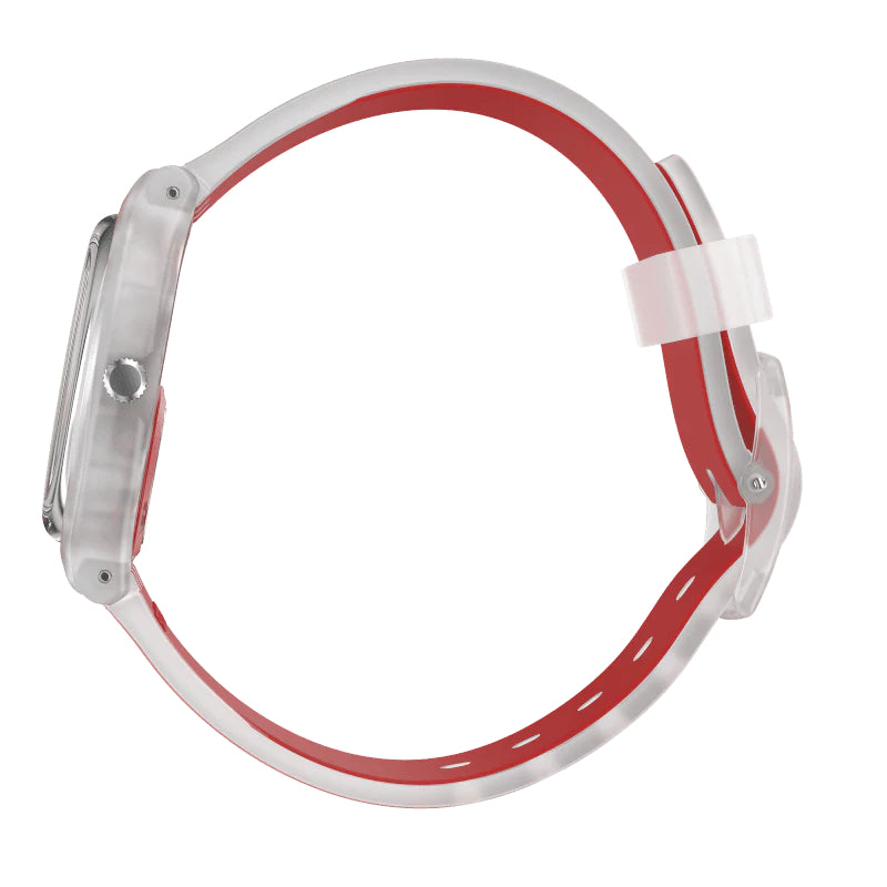 Orologio Uomo Bambino Swatch Quarzoo Monthly Drops Scheletrato Rosso GE292