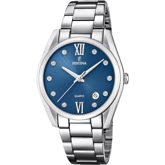 Orologio Donna Festina Acciaio Zirconi Quarzo Data Solo Tempo Blu F16790/C