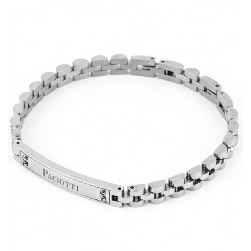 Bracciale Uomo 4US Cesare Paciotti acciaio Bianco con centrale rigido  4UBR4430