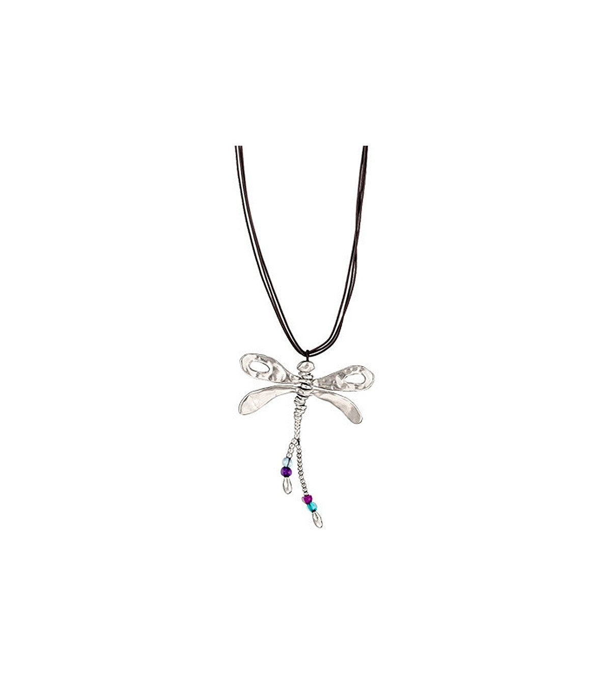 Collana Donna Uno de 50 Metallo Zama Colore Argento Libellula Biglie Colorate