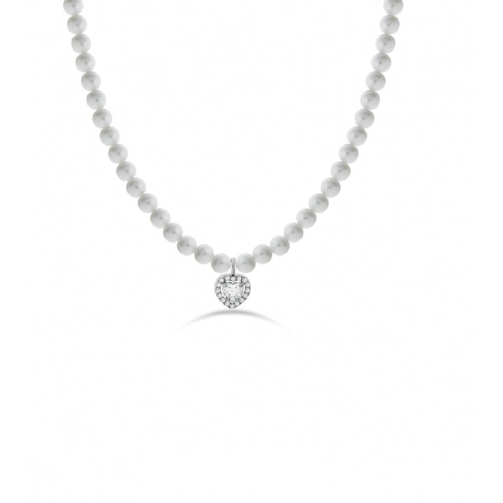 Collana Donna Liu Jo Acciaio Perle Bianche cuore  Zirconi Bianchi LJ2577