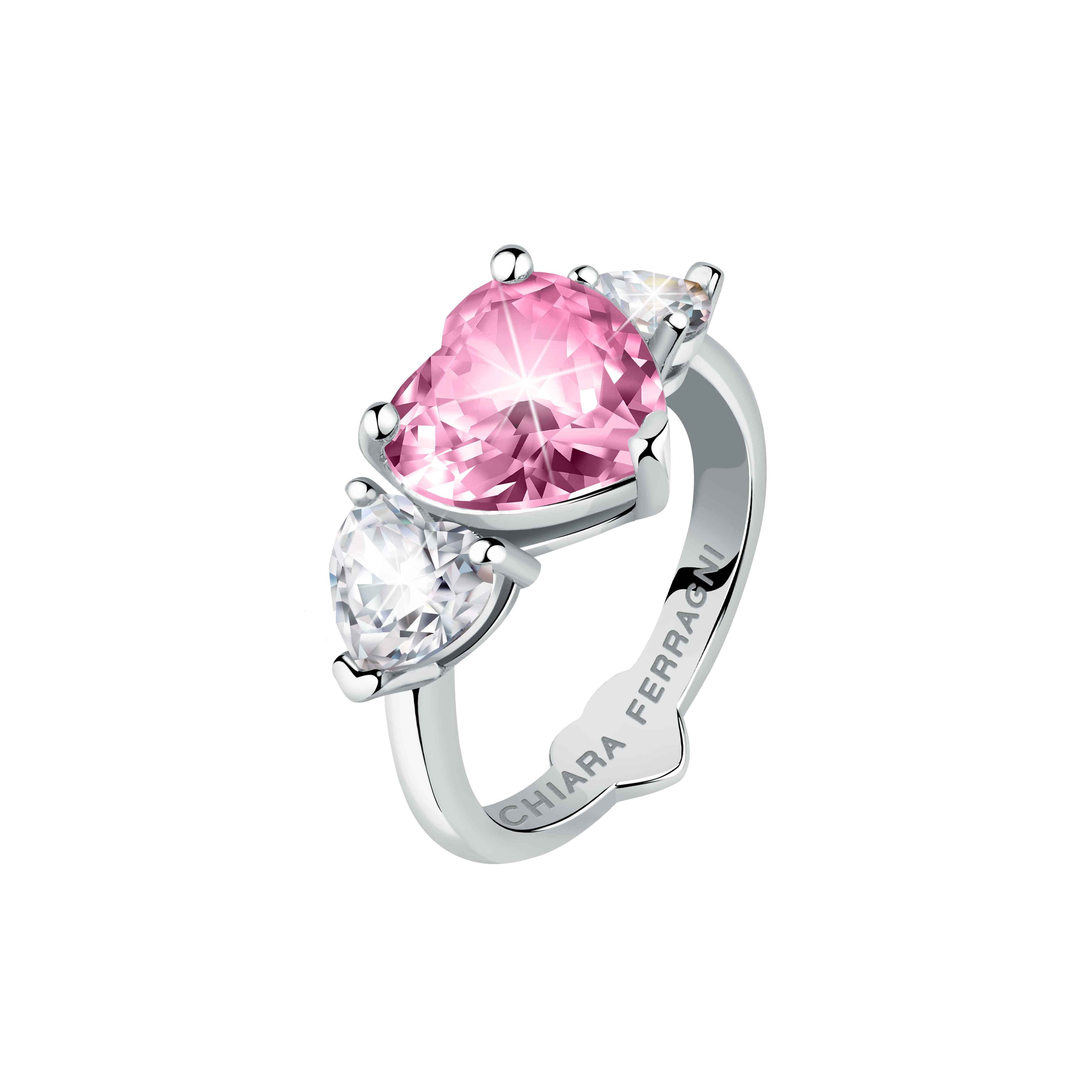 Anello Donna Chiara Ferragni Cuore Zirconi Bianchi Rosa