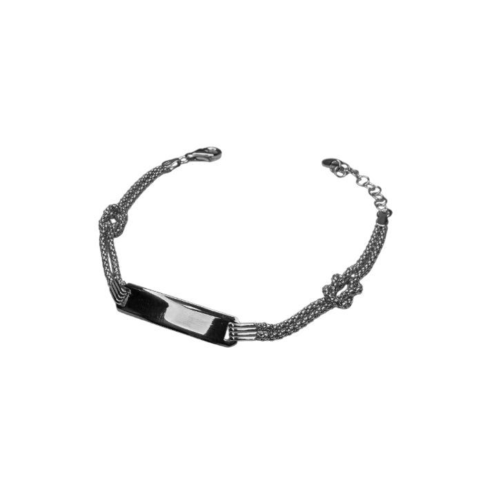 Bracciale Unisex Nodo Incisione Personalizzabile Argento Piastra Grande