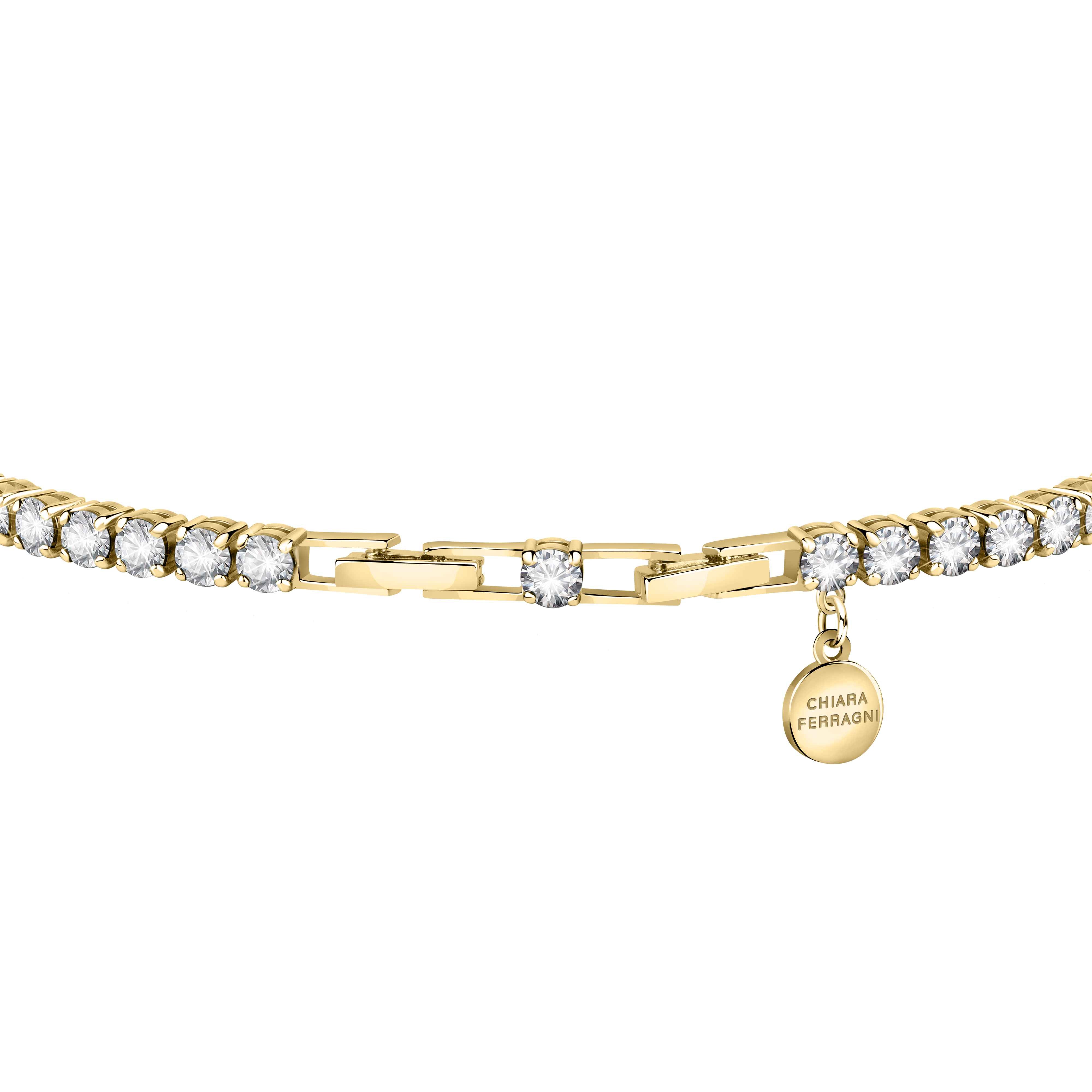 Bracciale Donna Chiara Ferragni Tennis Dorato Zirconi Bianchi Cuori