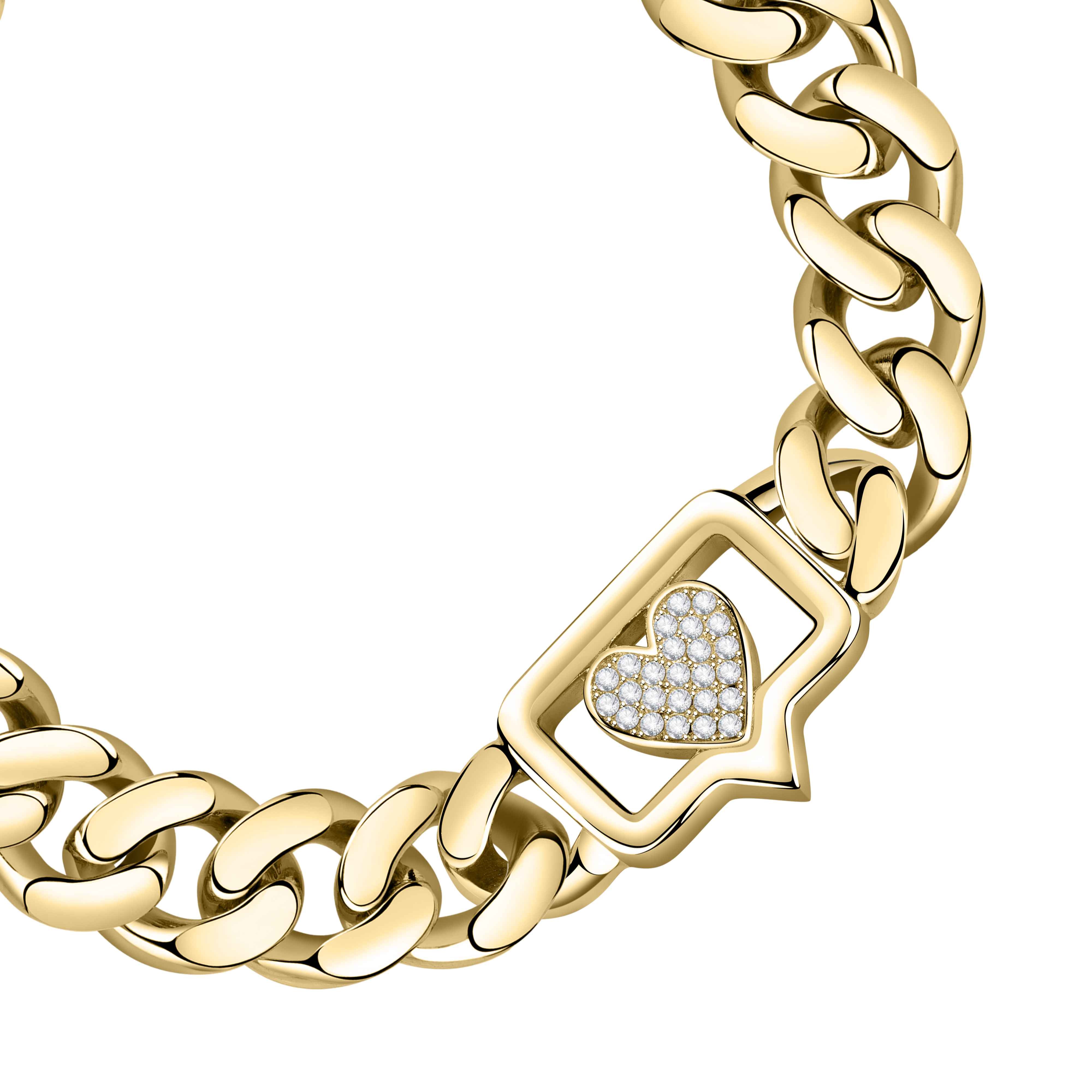 Bracciale Donna Chiara Ferragni Groumette Dorata Catena Logo Cuori Zirconi