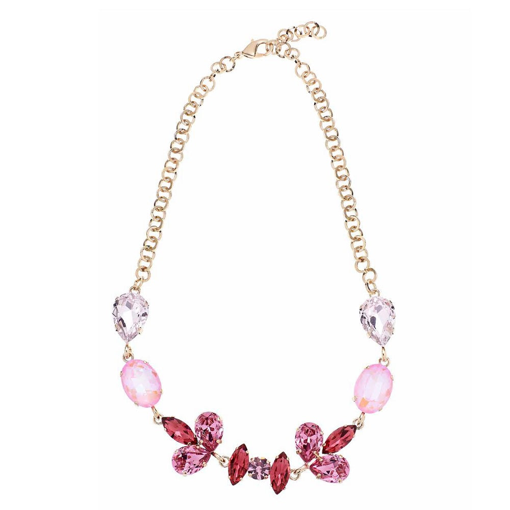 Collana Donna Ottaviani Bronzo Rosè Zirconi Rosa Fuxia Effetto Fiori 500733C