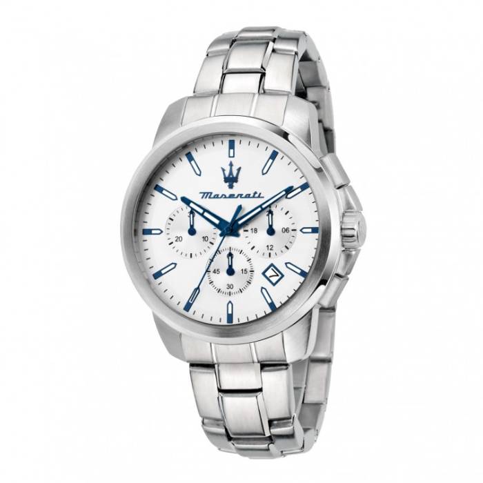 Orologio Uomo Maserati Successo Acciaio Quarzo Bianco Crono Data R8873621048