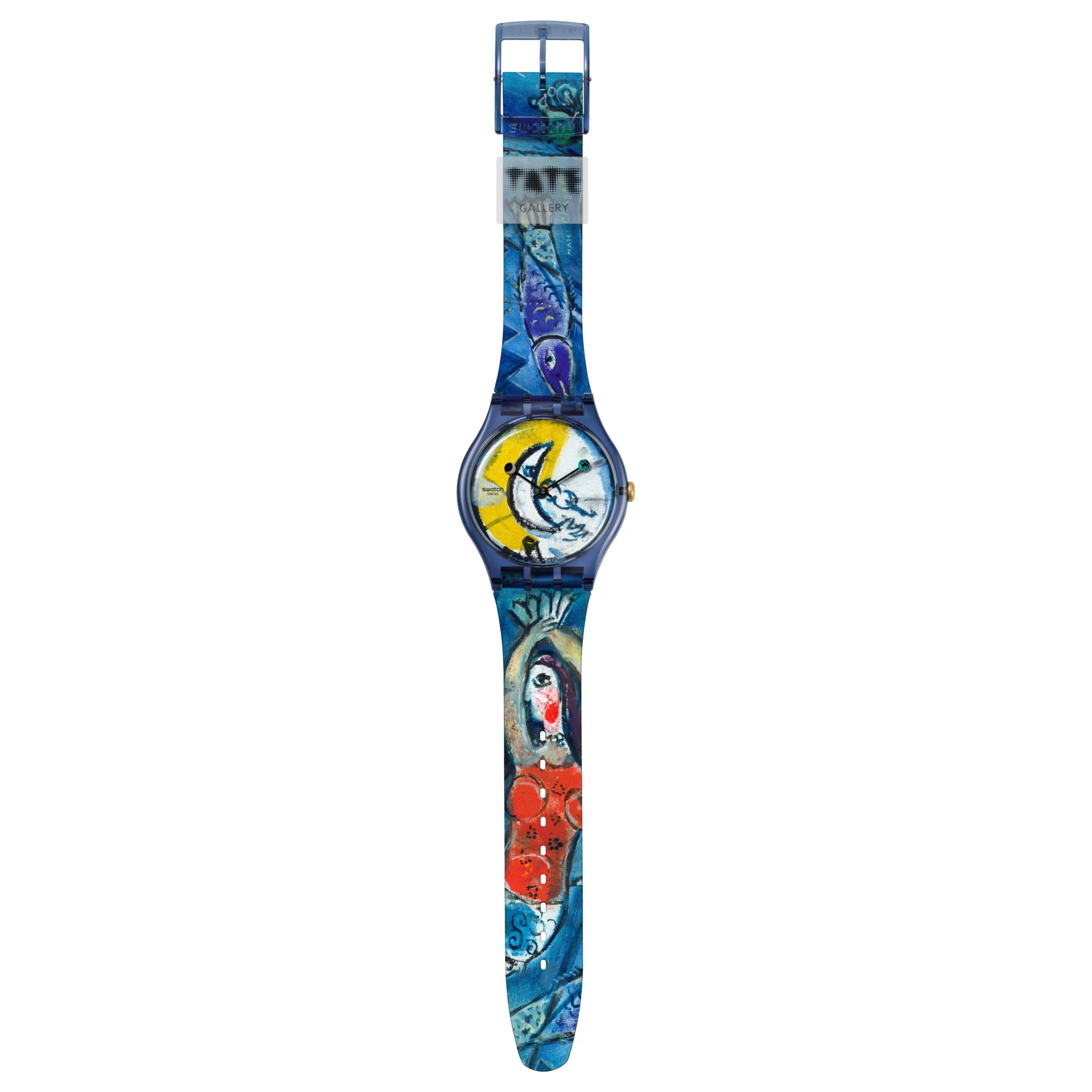 Orologio Unisex Swatch Chagall's Blue Circus Multicolore SUOZ365