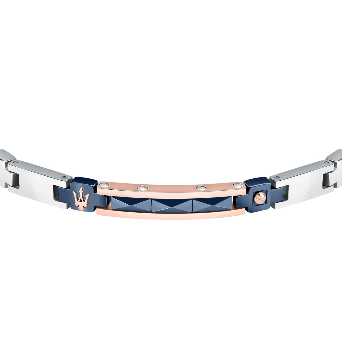 Bracciale Uomo Maserati Acciaio Rosè Ceramica Blu Logo Tridente JM224ATZ38