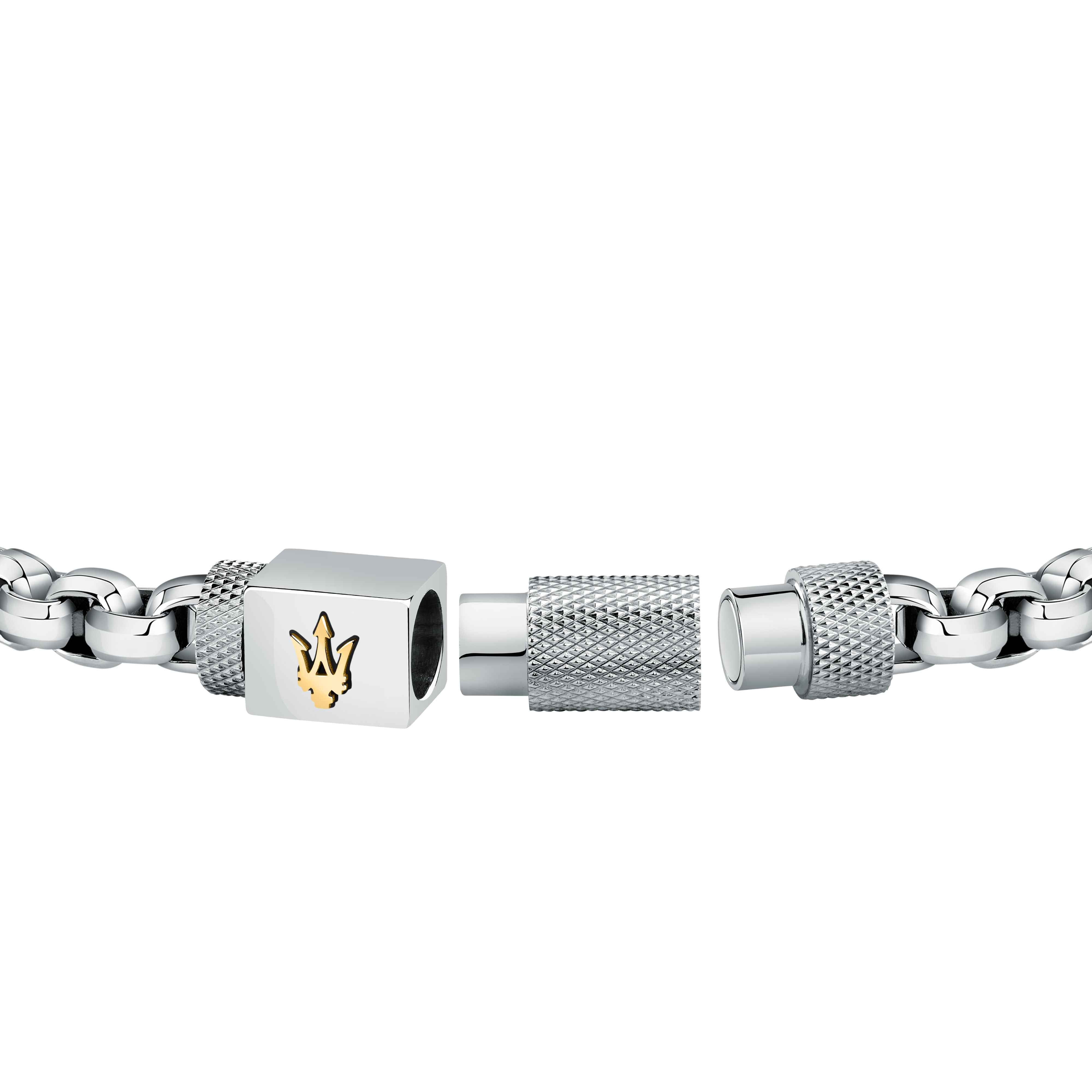 Bracciale Uomo Maserati Acciaio Lucido Catena Logo Sfaccettato Calamita JM223ATK25