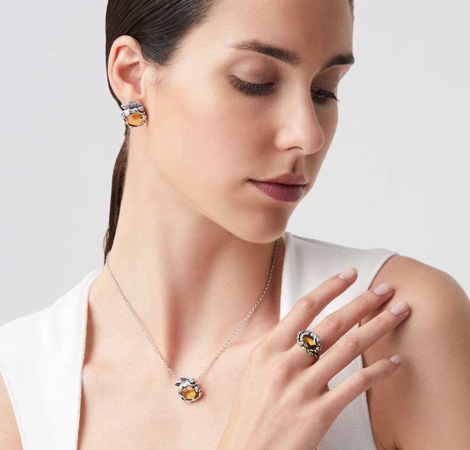 Anello Donna Giovanni Raspini Argento 925 Leopardo Citrino 12073/14