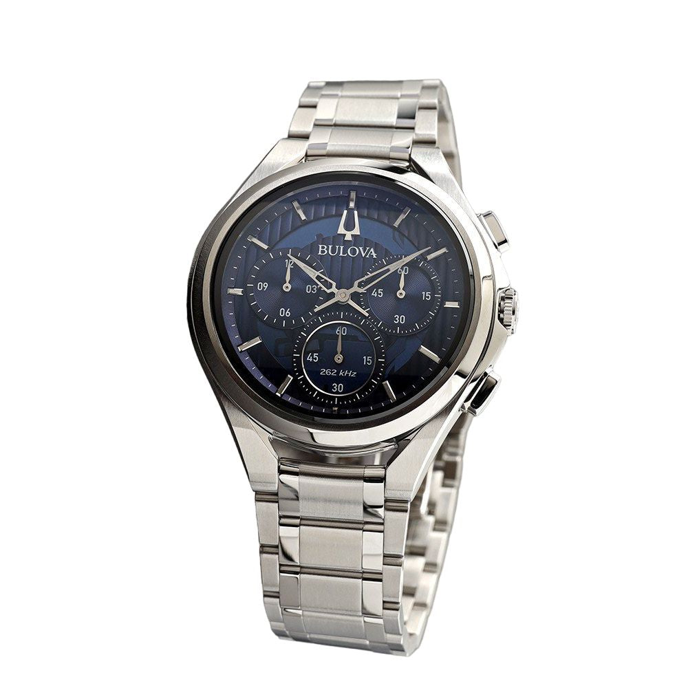 Orologio Uomo Bulova Curv Dress 262 Hz Quarzo Cronografo Blu Acciaio Lucido 96A302
