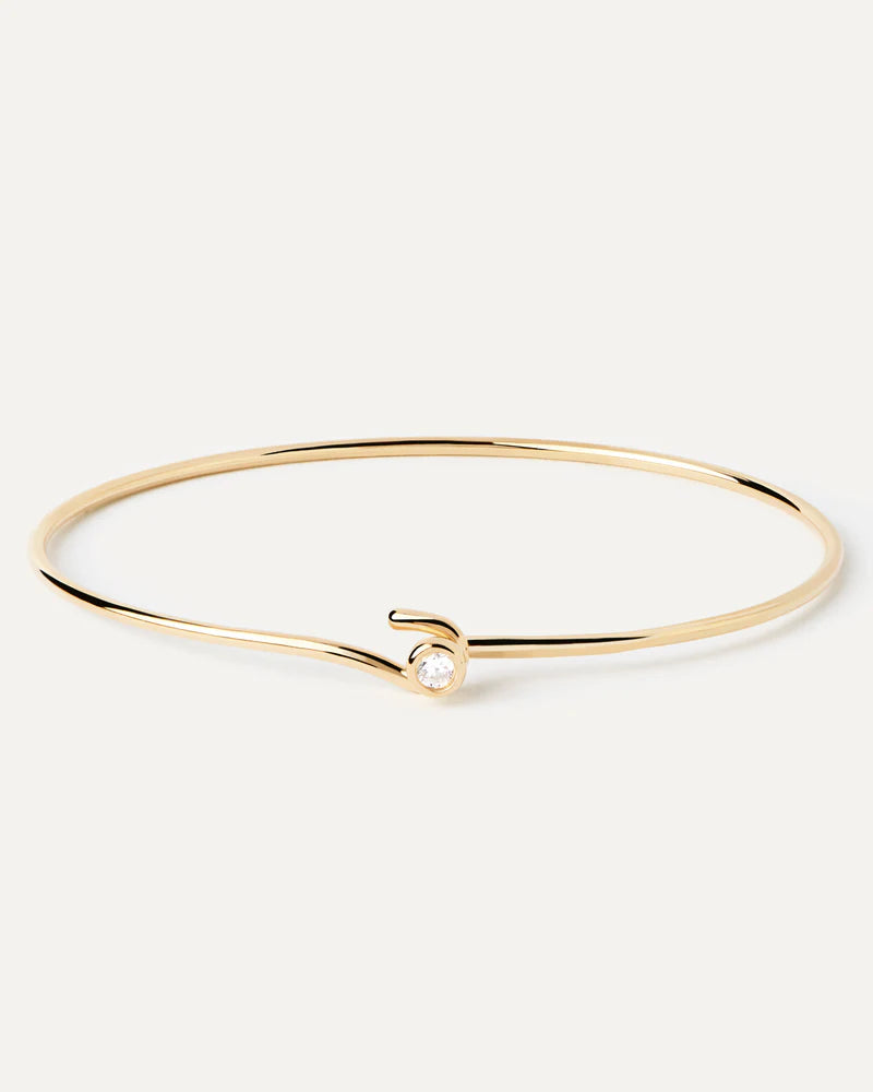 Bracciale Donna PDPaola Rigido Zircone Bianco Argento Dorato 925 PU01-619-U