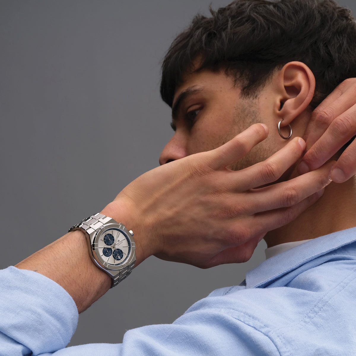 Orologio Uomo Maurice Lacroix Aikon Cronografo Blu Grigio AI1118-SS002-230-1