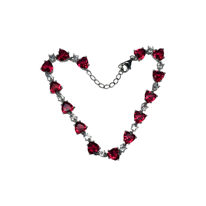 Bracciale Donna Re Mida Tennis Argento 925 Zirconi Cuori Rossi Tennis-47