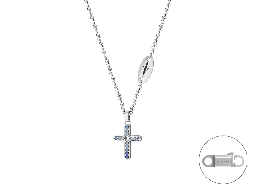 Collana Uomo Cesare Paciotti Argento Croce spinelli degradè JPCL5050B