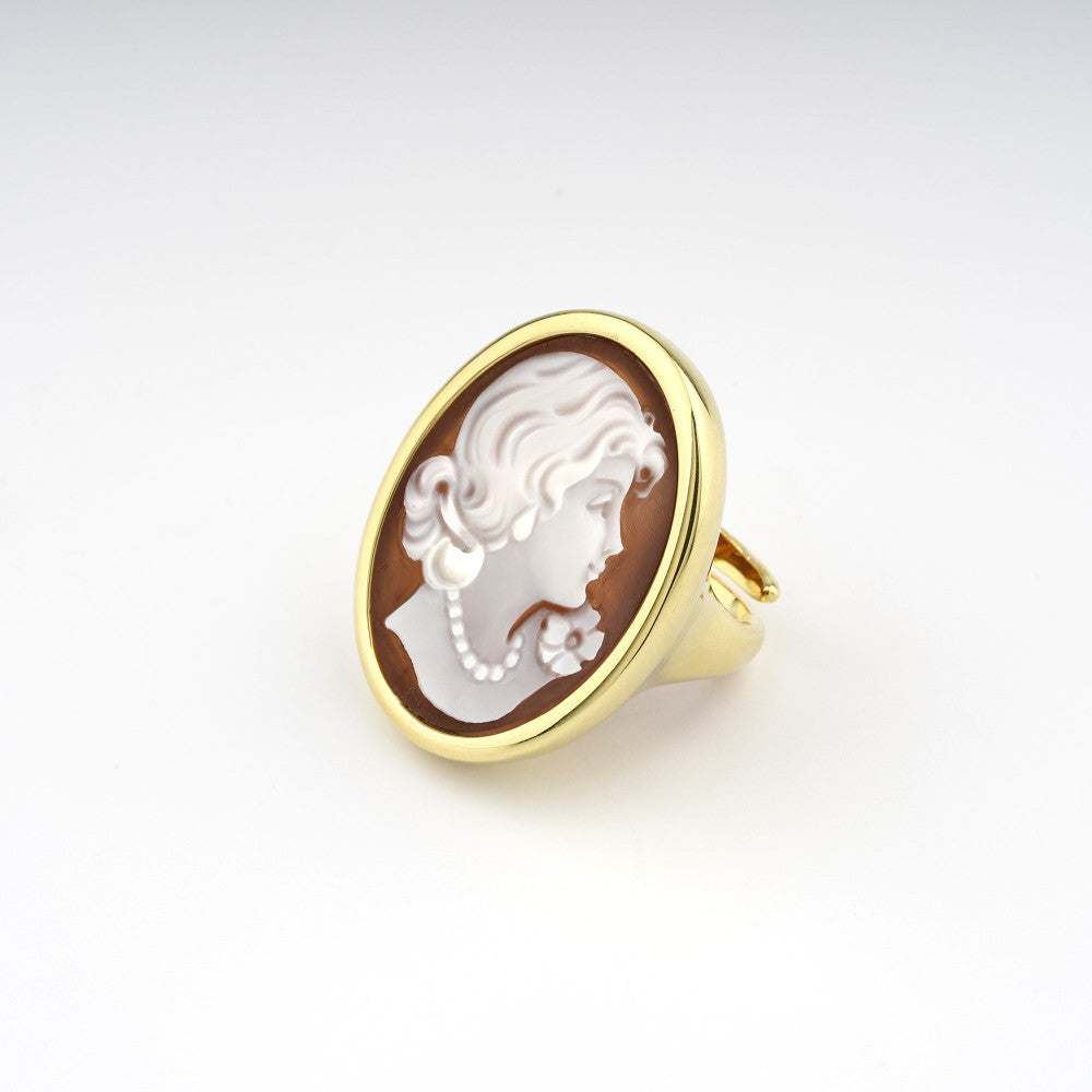 Anello Donna Cameo Italiano Argento Dorato 925 Dama A21BB-G