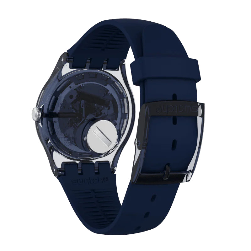 Orologio Donna Swatch Quarzo Solo Tempo Blusparkles Zirconi Blu Nero SUON134