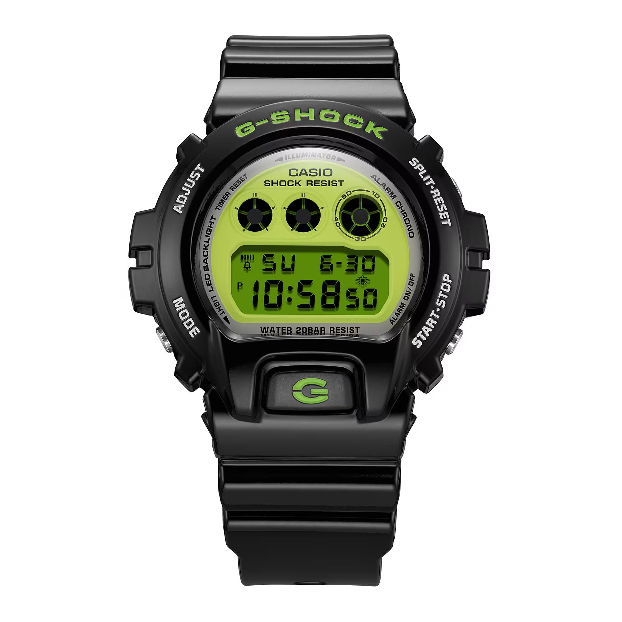 Orologio Uomo Casio G-SHOCK Quarzo Nero Lucido Fluorescente Verde DW-6900RCS-1ER