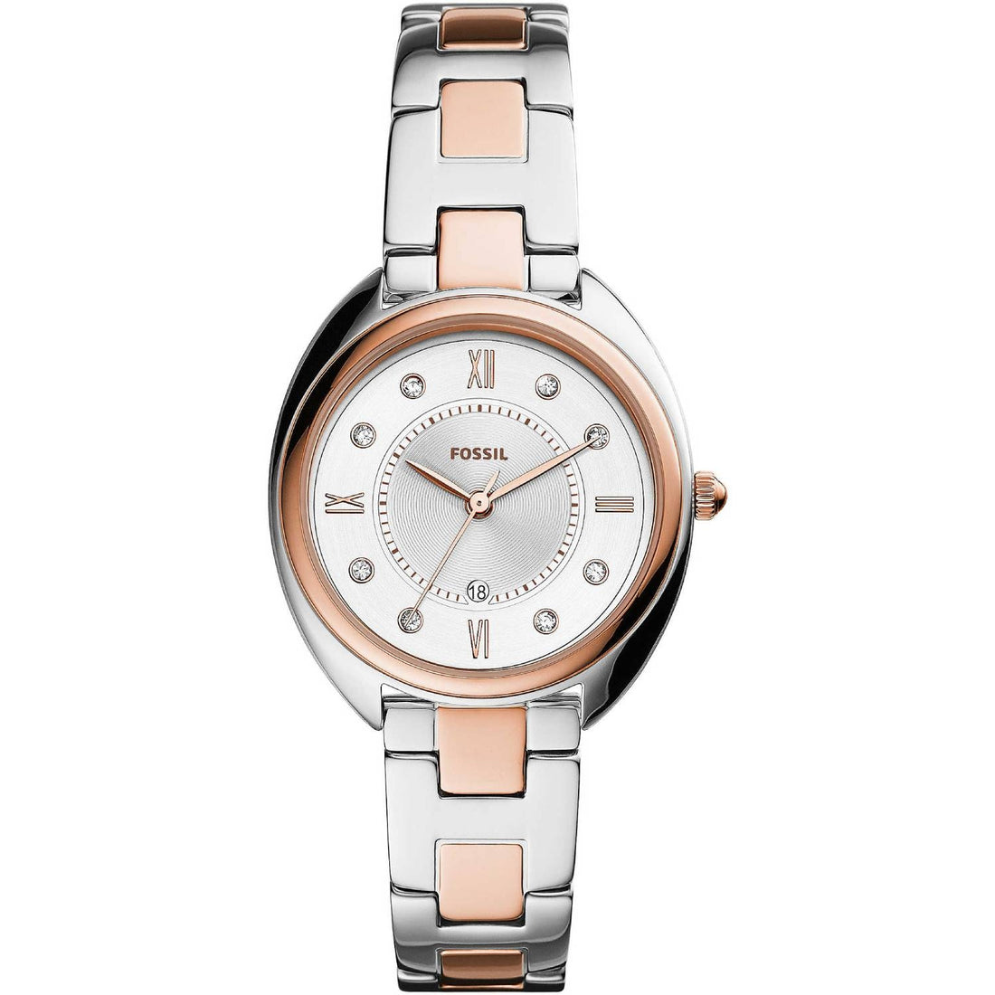 Orologio Donna Fossil Acciaio Rosè Quarzo Solo Tempo Data Zirconi ES5072