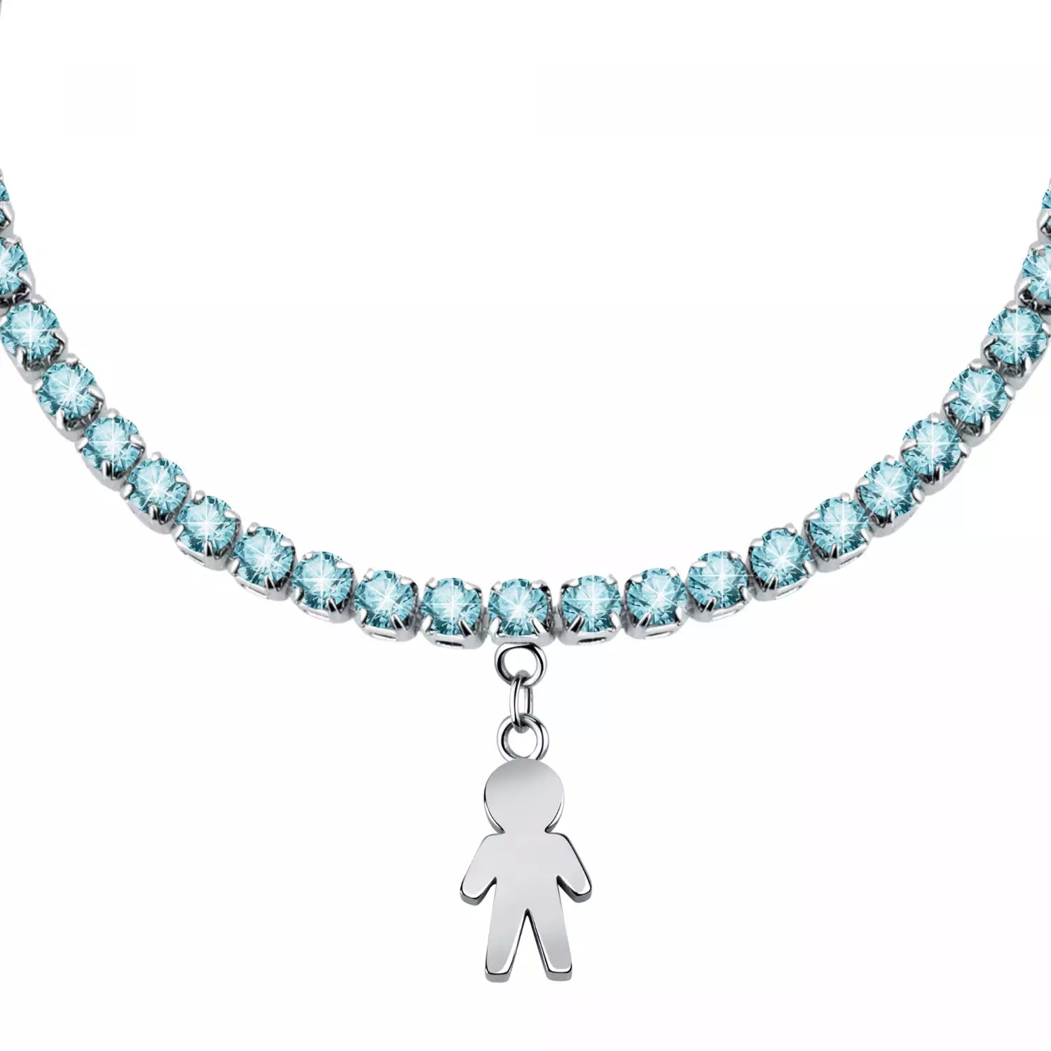 Bracciale Donna La Petite Acciaio Con Zirconi Turchesi E Charm Omino LPS05ASF34