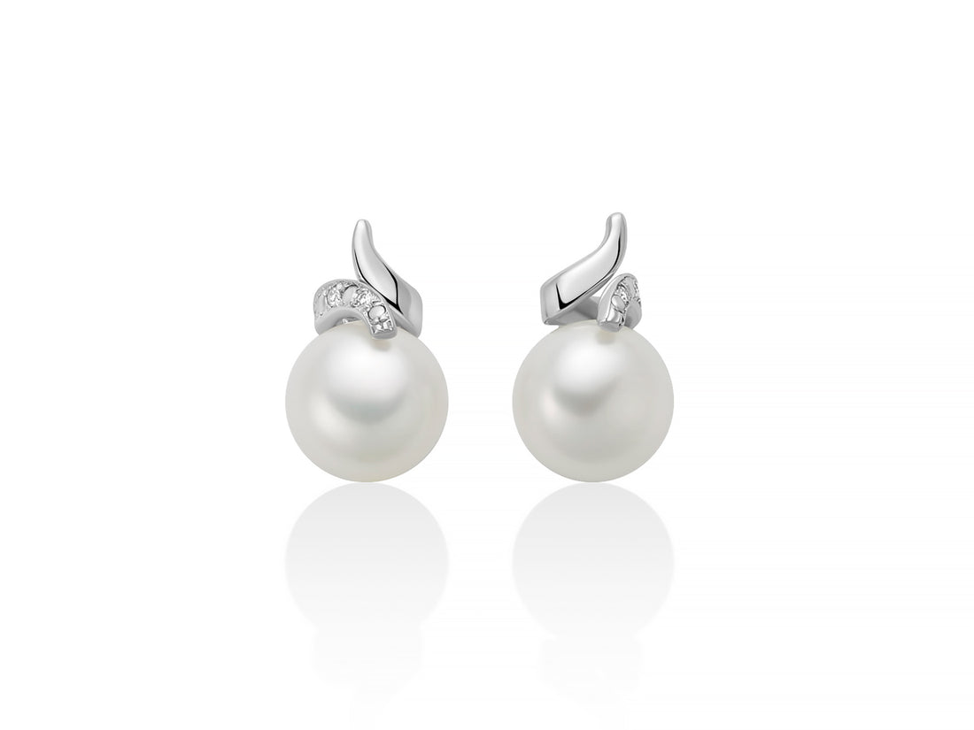 Orecchini Donna Miluna Oro Bianco 9kt Perla 7,5-8 mm e Diamanti PER2852X