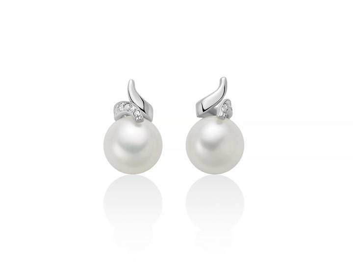 Orecchini Donna Miluna Oro Bianco 9kt Perla 7,5-8 mm e Diamanti PER2852X