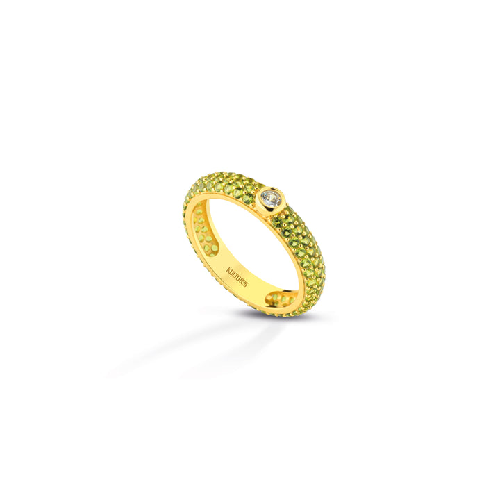 Anello Donna Kulto 925 Argento Dorato Zirconi Verdi Chiari KR925-033-14