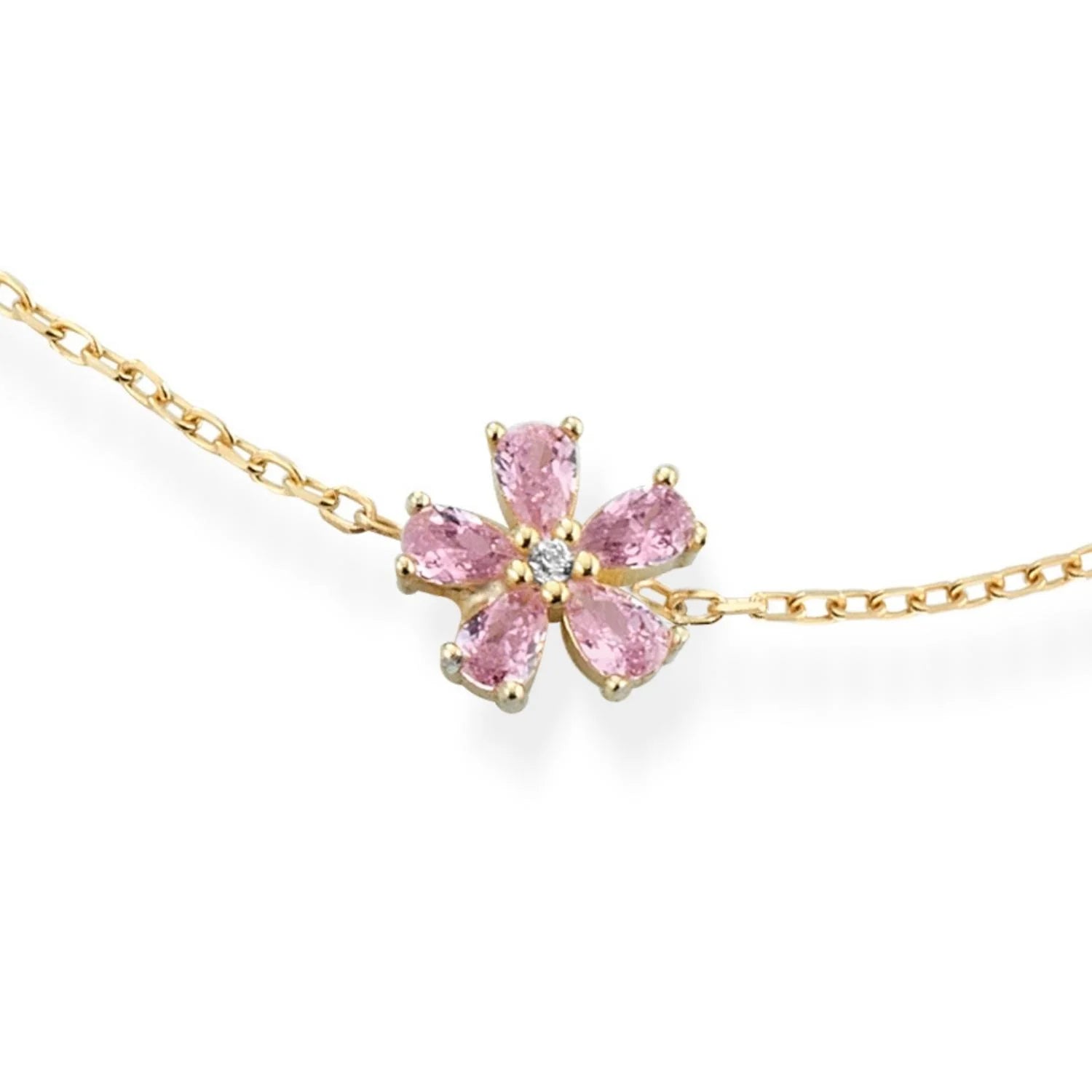 Bracciale Donna Laura P. Argento Dorato 925 Fiore Rosa BR0074GRS