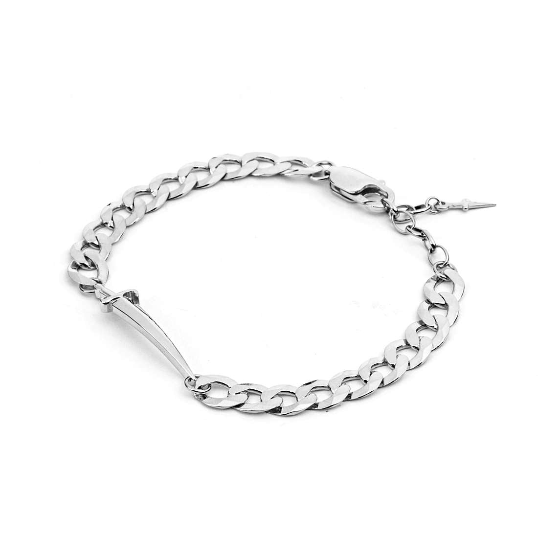 Bracciale Uomo Cesare Paciotti Argento Lucido Groumette Spadino JPBR2229B