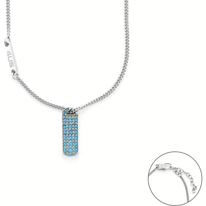 Collana Uomo 4US Cesare Paciotti Acciaio Bianco zirconi blu 4UCL6347