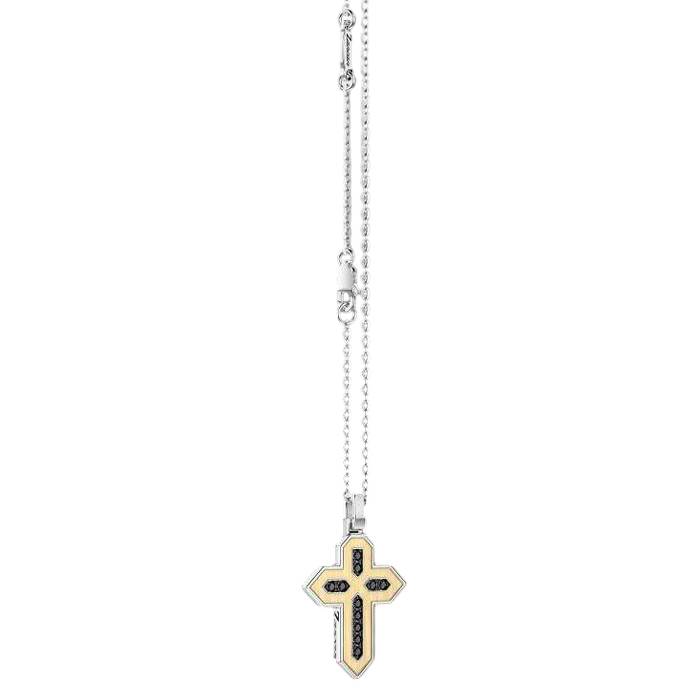 Collana Uomo Zancan Alpha Diamond Argento 925 Croce Oro Diamanti Neri 0,130 ct ESC281G