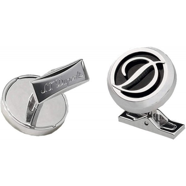 Gemelli Uomo Dupont onice e logo in acciaio 005585