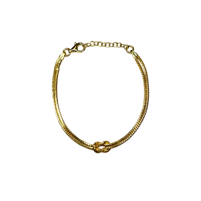 Bracciale Unisex Re Mida Nodo Maglia Lucida Argento Dorato 925 BR Med 26