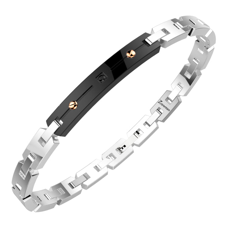 Bracciale Uomo Zancan Acciaio Targhetta Nera EHB309