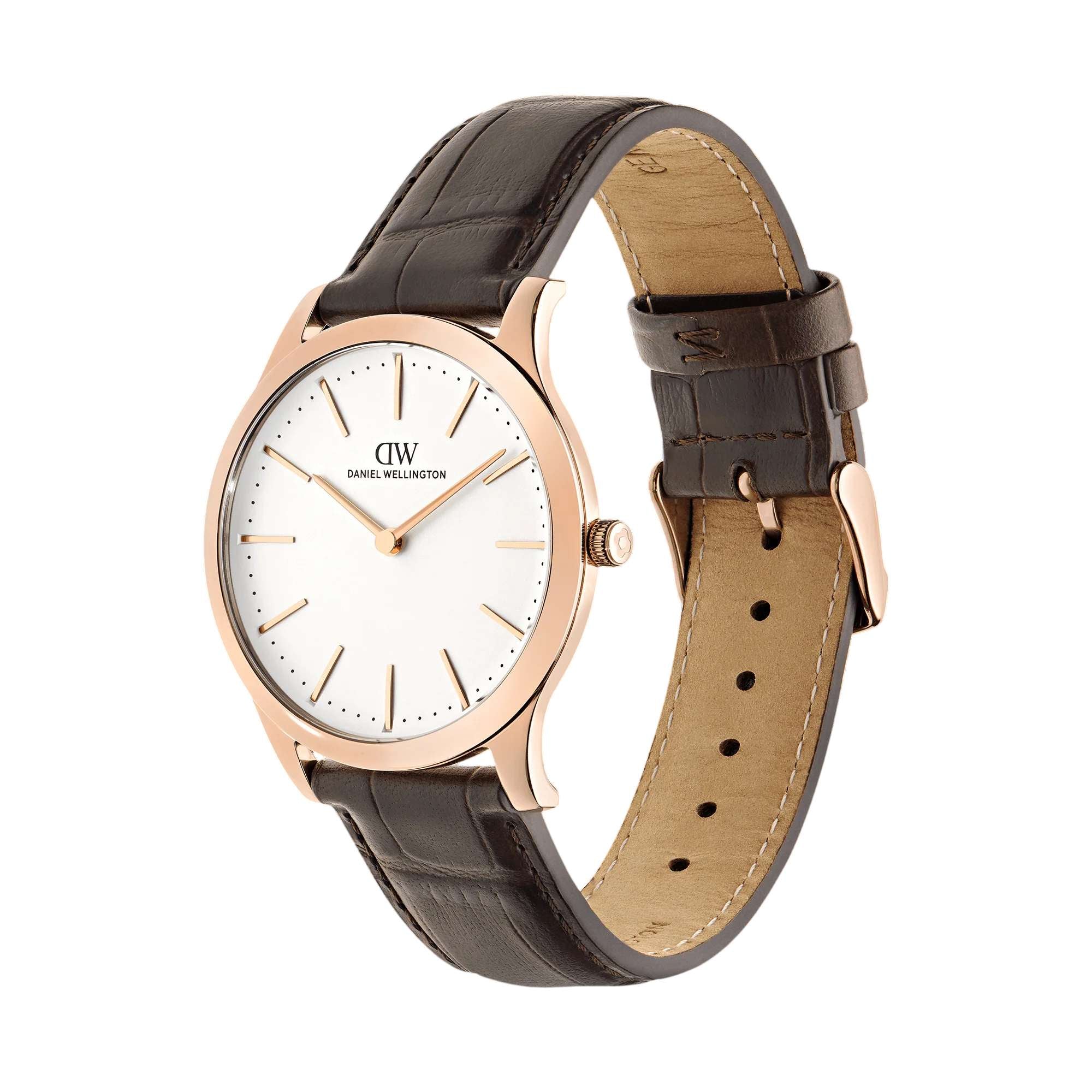Orologio Uomo Daniel Wellington Pathfinder Pelle Marrone Acciaio Rosè DW00100984