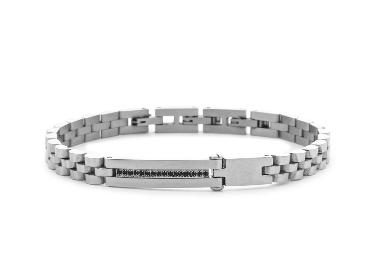 Bracciale Uomo 4US Cesare Paciotti Acciaio con centrale semirigido e zirconi neri 4UBR7826