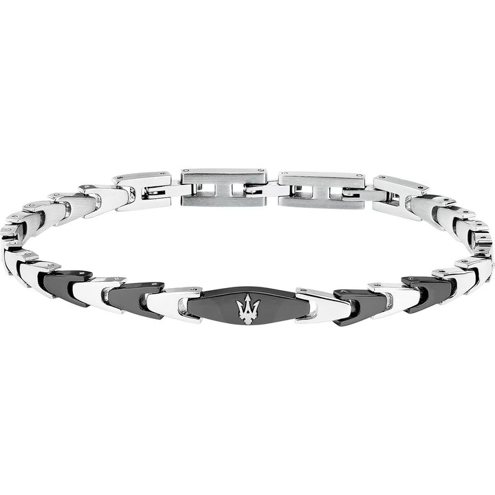 Bracciale Uomo Maserati Acciaio e PVD nero con Targhetta Centrale con logo JM225AVD83