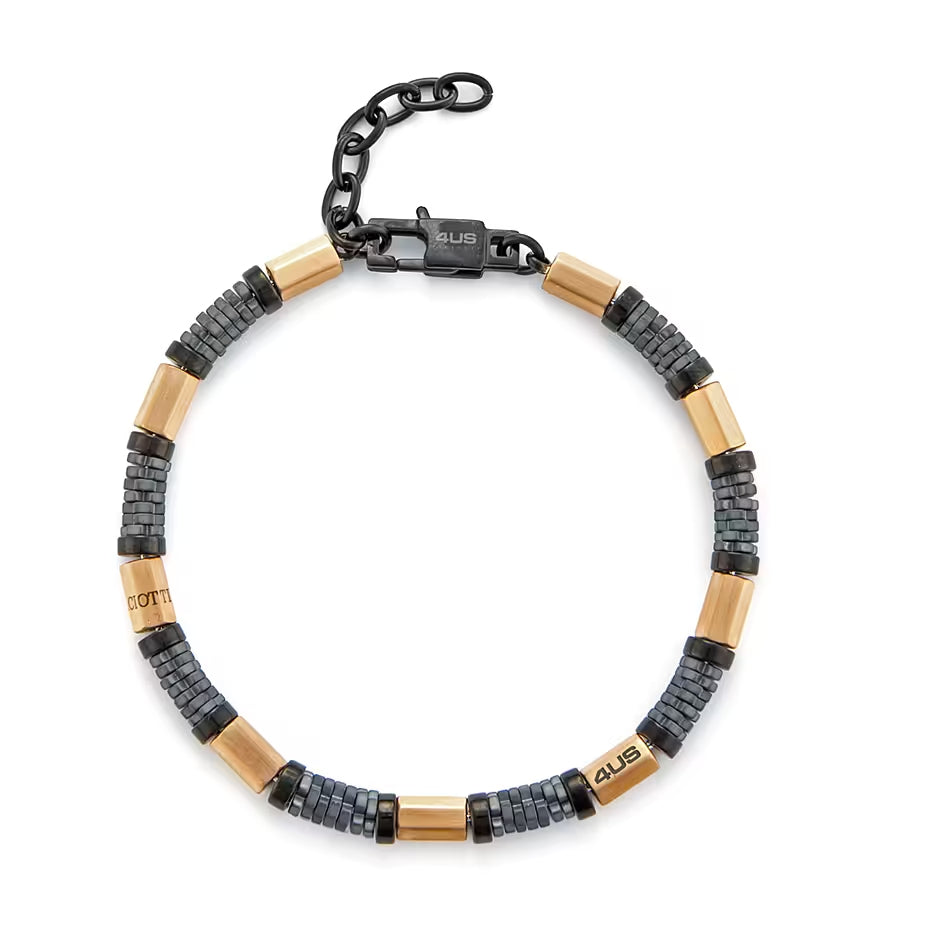 Bracciale Uomo 4US Cesare Paciotti Acciaio Dorato Sfaccettato PVD nero 4UBR5979