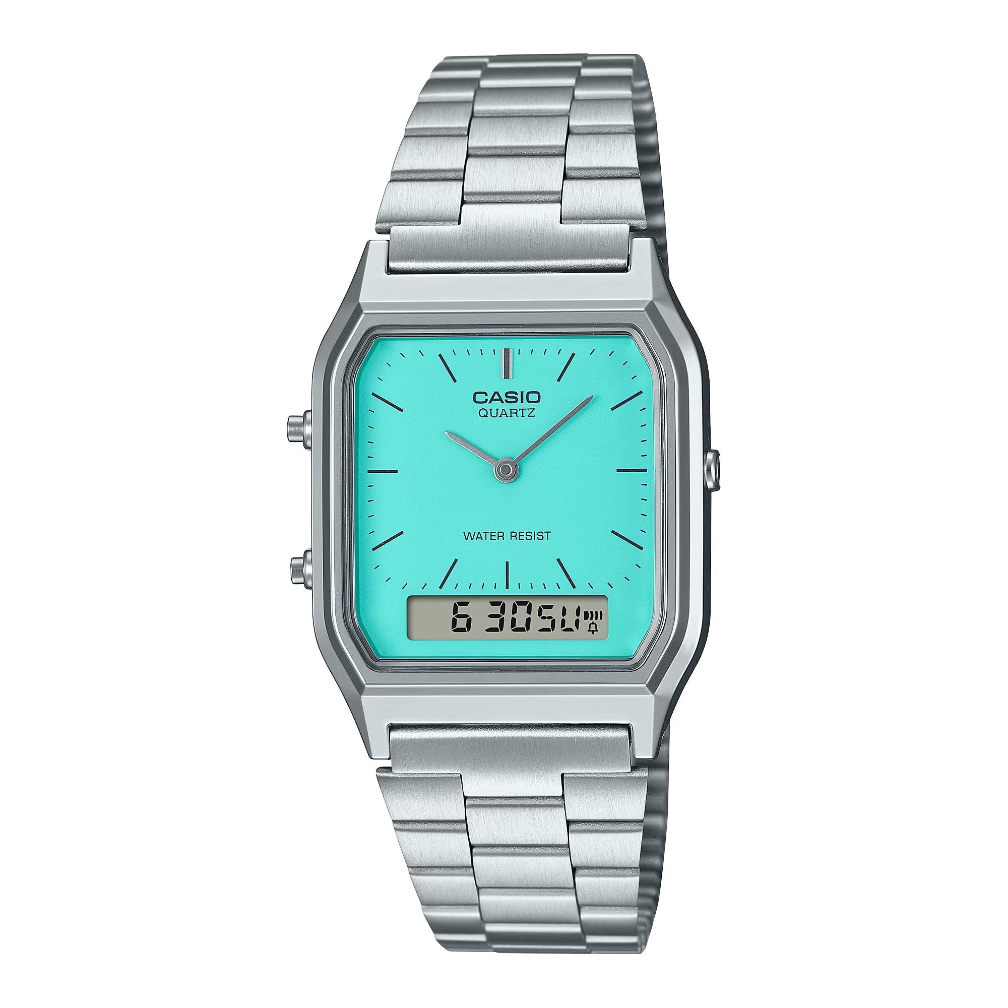 Orologio Unisex Casio Vintage Acciaio Quarzo Ana-Digi Turchese AQ-230A-2A2DMQYES