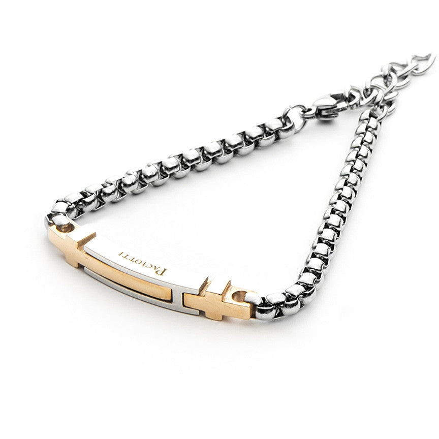 Bracciale Uomo 4US Cesare Paciotti  acciaio a maglie e centrale rigido rosè 4UBR3796