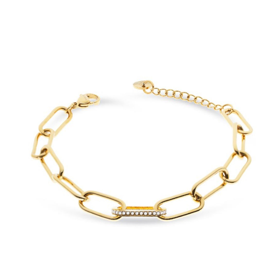 Bracciale Donna Liu Jo Acciaio dorato Lucido Catena Anelli Ovali LJ2336