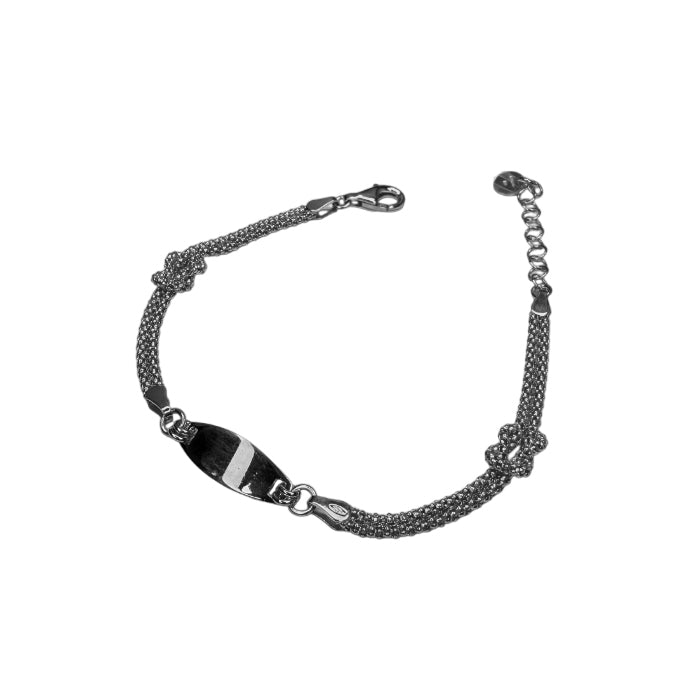 Bracciale Unisex Nodo Incisione Personalizzabile Argento Piastra Piccola