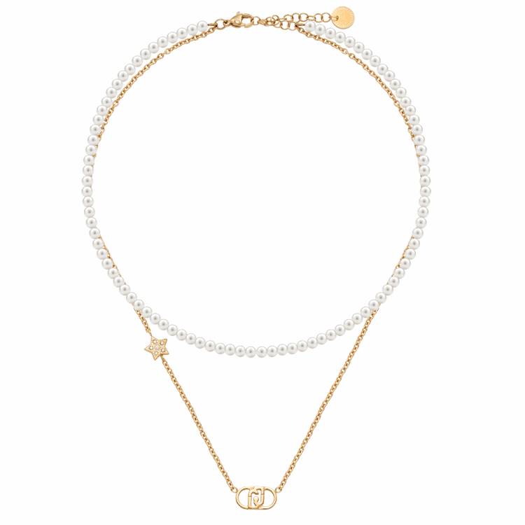 Collana Donna Liujo Acciaio Multifilio Perle Pendente Stellina LJ3164